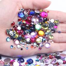 Acrílico liso de volta muitos tamanhos e cores meia volta facetas strass cola em contas decorações de vestido diy strass arte do prego 2024 - compre barato