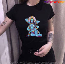 Camisetas de moda para mujer, blusa de algodón de manga corta con estampado de diosa India de la muerte, Dios indio, Kali Ma, XS-3XL 2024 - compra barato