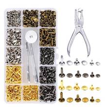 360Pcs 3 Sizes Leather Rivets Double Cap Rivet Tubular Metal Studs with 4 Fixing Set Tools for Diy Leather Craft, 4 Colors (Gold 2024 - buy cheap