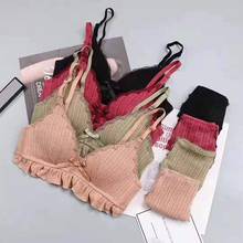 Underwear set ladies triangle cup new sexy no steel ring no trace tassel solid color thin section comfortable bra underwear set 2024 - buy cheap