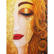 5D DIY Diamond Painting Cross Stitch Kits Golden tear girl by Klimt Diamond Embroidery Patterns Pictures of Rhinestones 2024 - buy cheap