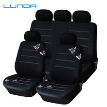 LUNDA Набор чехлов для автомобильных сидений с вышивкой бабочки, универсальные аксессуары для большинства салона автомобиля, черные чехлы для сидений, автомобильные аксессуары 2024 - купить недорого