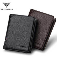 High-end brand new first layer cowhide wallet men's short coin purse zipper pocket credit card bag driving license leather case 2024 - buy cheap