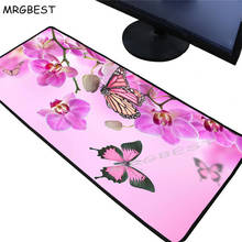 Mrgbest rosa flor borboleta animal grande bloqueio borda gaming computador mouse almofada de borracha teclado esteira mesa para lol csgo 2024 - compre barato