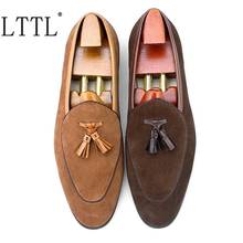 LTTL Summer New Fashion Tassel Shoes High Quality Suede Leather Loafers Men Breathable Slip On Casual Shoes Male Dress Shoes 2024 - buy cheap