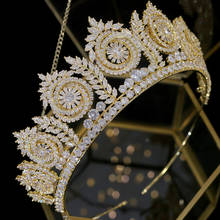 Corona de cristal barroco grande dorada de lujo, diadema nupcial, tiara de boda, corona, Tiara, joyería para el cabello 2024 - compra barato
