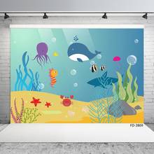 Фон для детской фотосъемки с изображением героев мультфильма «Морской мир», рыбки, Кита, фоновый реквизит 2024 - купить недорого