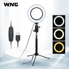 16cm Mini Dimmable LED Ring Light Video Light with selfie stick Tabletop Tripod for Youtube Photo Shooting Live TikTok 2024 - buy cheap