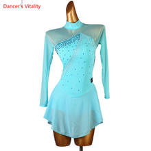 Latin Dance Dress Diamond Skirt Mesh Long Sleeves Practice Clothes Profession Custom Female Adult Child Performance Clothing 2024 - buy cheap