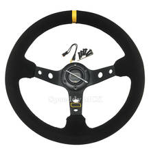 Spceddy-Volante de coche de 14 pulgadas, línea de costura de agarre negro de maíz profundo, cuero de gamuza, 350mm, volante deportivo de carreras OM * 20S0501 2024 - compra barato