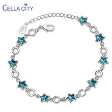 Cellacity-pulsera de plata de estrella azul para mujer, joyería fina a la moda, regalos para estudiantes, citas, accesorio delicado dulce, aniversario, 925 2024 - compra barato