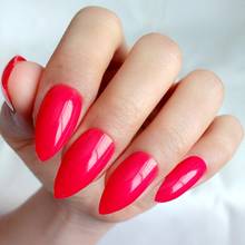 24Pcs Shiny Short Stiletto Fake Nails Artificial Red False Nails For Design DIY Full Cover Finger Tip Manicure Tools 2024 - buy cheap