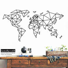 Arte geométrica mapa do mundo adesivo de parede casa escritório quarto decoração decalque para o quarto sala estar decoração mural papel adesivos 2024 - compre barato