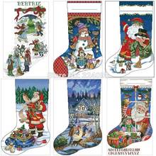 Calcetines de Navidad con patrones de punto de cruz 11CT 14CT 18CT DIY, Kits de punto de cruz chino, conjuntos de costura bordada, venta al por mayor 2024 - compra barato