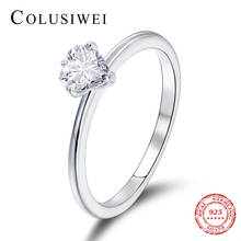 Colusiwei-Anillo de Plata de Ley 925 con corazón brillante, joyería de compromiso con Circonia cúbica transparente, para mujeres 2024 - compra barato