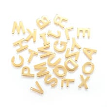 pandahall 304 Stainless Steel Charms Alphabet for Jewelry Making DIY A-Z Golden, 11x6~12x0.8mm, Hole: 1mm 10pcs/lot 2024 - buy cheap