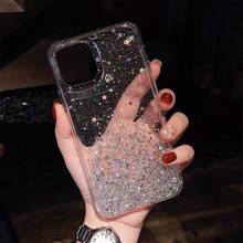 Capa de celular de luxo com glitter e estrelas gimfun, capa traseira macia de silicone para iphone 12 mini 11 pro x xr xs max 7 8 6s plus 2024 - compre barato
