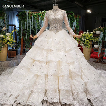HTL931 роскошное торжественное платье с кристаллами и рукава с высокой горловиной на шнуровке сзади бальное, свадебное платье нарядное многослойное платье vestidos de noiva 2020 2024 - купить недорого