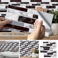 9Pcs PVC Imitation Marble Long Brick Wall Stickers Kitchen Bathroom Waterproof Self-adhesive Tiles Wall Decor 20x10cm 2024 - buy cheap