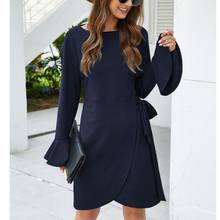 Elegant O Neck Wrap Dress Butterfly Sleeve Holiday Summer Solid Dress Women Casual Lace Up Slim Bodycon Dresses 2021 Vestidos 2024 - buy cheap