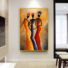Impressão em tela mulher africana retrato pintura a óleo escandinavo cartazes e impressões da parede quadros para sala de estar 2024 - compre barato