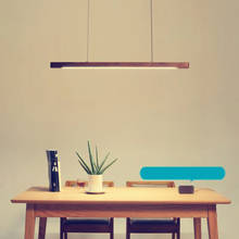Современный новый классический дизайнерский деревянный подвесной светильник скандинавский минималистичный длинный светодиодный подвесной светильник в полоску для гостиной столовой 2024 - купить недорого