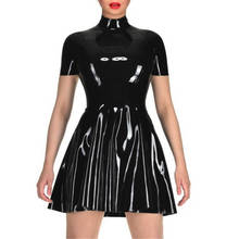 Latex Dress Back Zipper Rubber Pleated Skirt Party Night Club Wear Costume 2024 - buy cheap