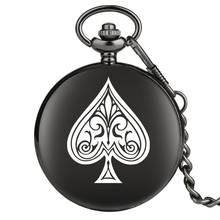 Aceitar personalizado flush poker cartão relógio de bolso de quartzo preto suave fob relógios relógio de corrente para mulheres masculinas crianças dropshipping 2024 - compre barato