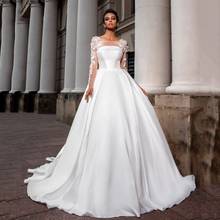 Thinyfull Princess Boho Ball Gown Wedding Dress O Neck Long Sleeve Court Train Bridal Gown Satin Applique Lace Vestido De Novia 2024 - buy cheap