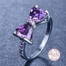 2021 nova moda 925 prata esterlina forma arco roxo grande anel de cristal para as mulheres aaa cz zircon noivado anéis de casamento jóias 2024 - compre barato
