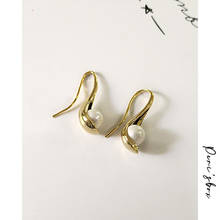 Peri'sbox-pendientes dorados de tacón alto con perlas blancas para mujer, aretes delicados y bonitos, diseño único, regalos para ella 2024 - compra barato