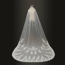 Véu de noiva com pente, véu de casamento de 3 m com borda de renda longa, acessório catedral, 2019 2024 - compre barato