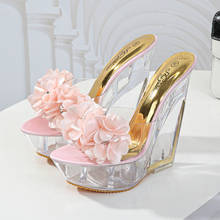 Sweet Flower Wedges Platform Sandals For Women 2020 New High Heels Summer Slippers Female Crystal Heel Peep Toe Shoes WS334 2024 - buy cheap