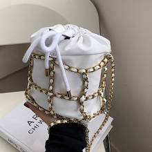 Сумка-мешок на шнурке, сумка через плечо, Новинка лета 2021, качественная женская дизайнерская сумка из искусственной кожи, сумка-мессенджер на плечо с цепочкой 2024 - купить недорого
