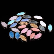 Natural Stone agates Pendant Oval shape Double Hole Connector for Jewelry Making DIY charm Necklace Bracelet Accessories 2024 - buy cheap