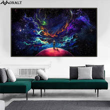 Pintura em tela arte abstrata céu estrelado poster hoom decoração da sala de estar parede hd paisagem imagem da arte moderna nordic pintura a óleo 2024 - compre barato