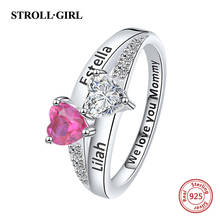Strollgirl подлинное серебро 925 пробы гравированный двойной камень-талисман в форме сердца кольцо для женщин ювелирные изделия из стерлингового серебра новое поступление 2024 - купить недорого