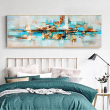Pintura a óleo abstrata moderna na lona cartazes e impressões da arte da parede quadros abstratos azuis marinhos para sala de estar decoração 2024 - compre barato