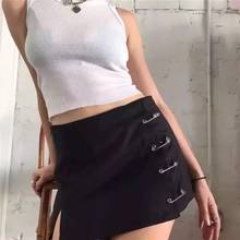 Streetwear Mini Skirt Women Side split brooch High Waist Side Zipper Short Skirt Sexy Female A-Line Slim Hip Camo Skirts 2024 - buy cheap