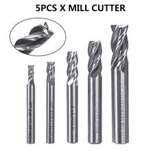 5pcs HSS Straight Shank 4 Flute End Mill Cutter CNC Drill Bit Tool 4/6/8/10/12mm Milling Cutter with Plastic Box 2024 - buy cheap