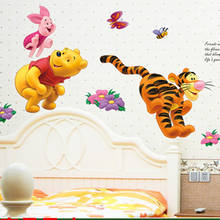 Pegatinas de pared de dibujos animados para habitación de niños y niñas, bonito árbol de Winnie Pooh, calcomanías de pared para decoración del hogar, póster de pared para guardería, regalo 2024 - compra barato