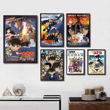 Detective conan poster branco arte de parede pintura para quarto decoração de casa marca de arte 2024 - compre barato