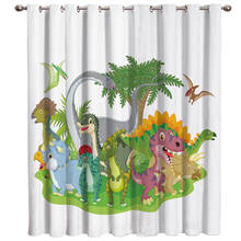 Colour Dinosaur Drawings Window Treatments Curtains Valance Room Curtains Large Window Living Room Bedroom Kitchen Indoor Floral 2024 - buy cheap
