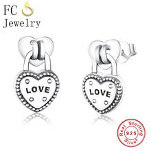 FC Jewelry 925 Sterling Silver Padlock-inspired Love Lock Stud Earrings For Women Girl Women's 2018 Brincos Party Gift Valantine 2024 - buy cheap