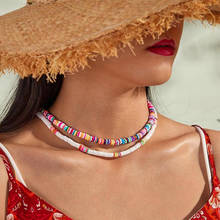 Collar de clavícula bohemio para mujer, Collar corto de arcilla colorida, Gargantilla femenina, joyería de boda para fiesta de moda 2020 2024 - compra barato