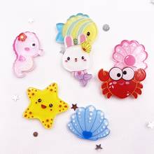 Colorful Mix Seahorse, Star, Fish, Crab, Shell Flatback Acrylic Sheet Miniature Pattern Applique DIY Scrapbook Home Decor Craft 2024 - buy cheap