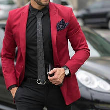 Men Suits For Wedding Suits Groom Wear Bridegroom Attire Slim Fit Casual Tuxedo Best Man Blazer(Burgundy Jacket+Black Pants) 2024 - buy cheap