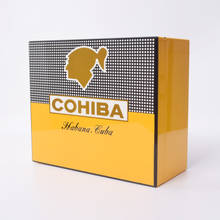 COHIBA Collection Box Yellow Cedar Wood Cigar Cigarette Humidor Humidifier Hygrometer Box Accessory Big Capacity Tobacco Storage 2024 - buy cheap