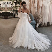 LORIE Beach Wedding Dresses Bohemian Off Shoulder Polka Dot Long Puff Sleeves Wedding Gown Boho Bride Dress abito da sposa 2024 - buy cheap