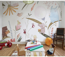 Milofi-papel tapiz de dibujos animados de animales del bosque, mural 3d, para habitación de bebés y niños, dormitorio, sofá, fondo, revestimiento de paredes 2024 - compra barato